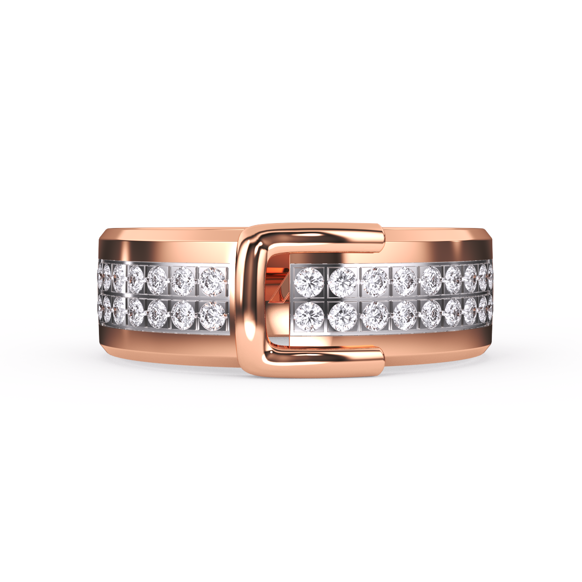 Colorless Diamond Buckle Ring for Men